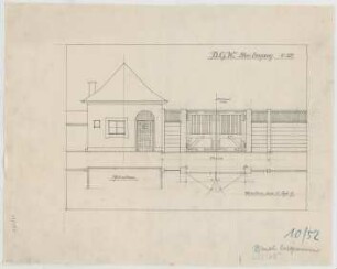 Fischer, Theodor; München; Bayerische Geschützwerke - Provisorischer Eingang (Grundriss, Ansicht)