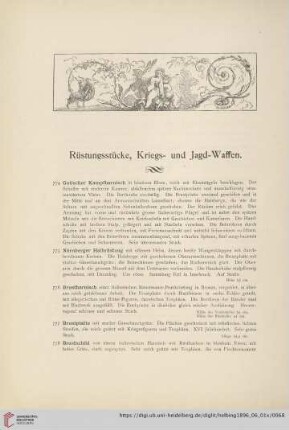 Rüstungsstücke, Kriegs- und Jagd-Waffen
