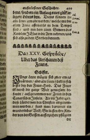 Das XXV. Gespräche/ Uber das Anschauen deß Feuers.