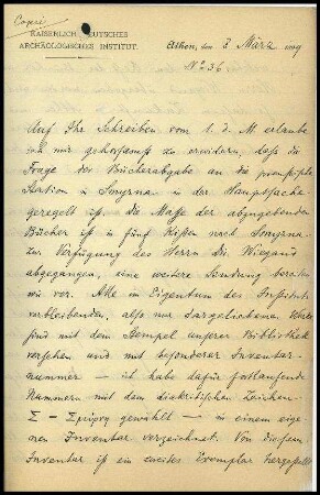 Bericht des zweiten Sekretars an das General-Sekretariat
