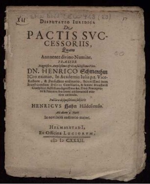 Disputatio Iuridica De Pactis Successoriis