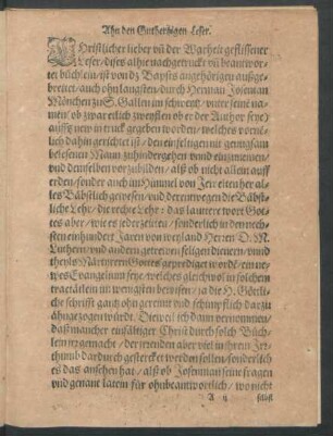 Ahn den Guthertzigen Leser.