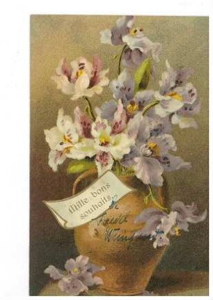 Blumenstrauß - Aufschrift: "Mille bons souhaits"