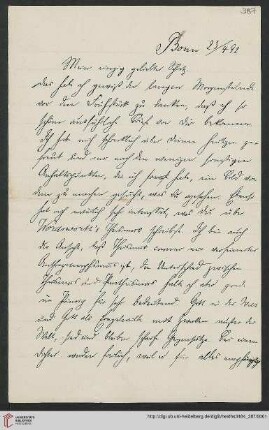 Heid. Hs. 3484,387: Brief von Eberhard Gothein an Marie Luise Gothein