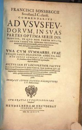 Commentarii duo ad ius feudale, [2]