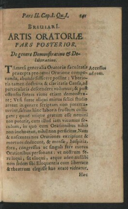 Breviari[i]. Artis Oratoriae Pars Posterior.
