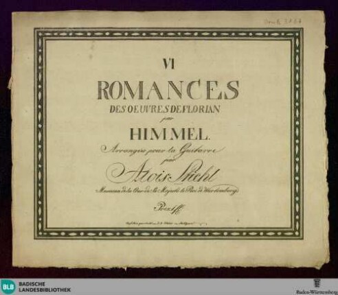 VI romances des oeuvres de Florian