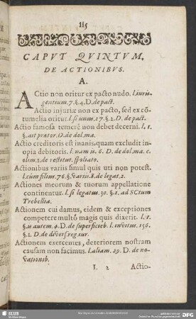 Caput Quintum. De Actionibus