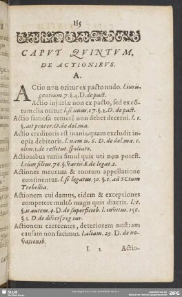 Caput Quintum. De Actionibus