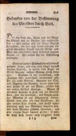 Gedanken von der Bestimmung des Menschen durch Gott