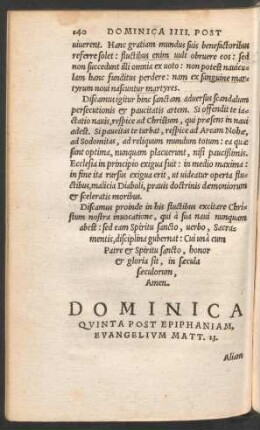 Dominica Quinta Post Epiphaniam ...