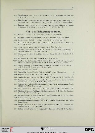 Not- und Belagerungsmünzen (Nr. 1419-1453)