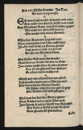 Der 127. Psalm Dauids. Jm Ton. || So man lang macht. ||