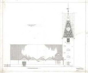 Gsaenger, Gustav; München - Großhadern, Ebernburgstr.; Ev. Notkirche, Reformations - Gedächtnis Kirche - Ostseite (Ansicht)