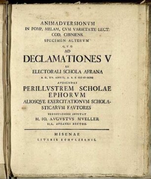 Spec. 2: Animadversionum In Pomp. Melam, Cum Varietate Lect. Cod. Cibiniens. Specimen Alterum.