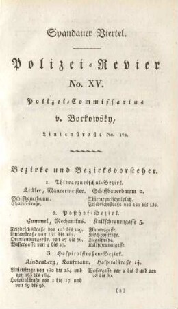 Spandauer Viertel. Polizei-Revier No. XV