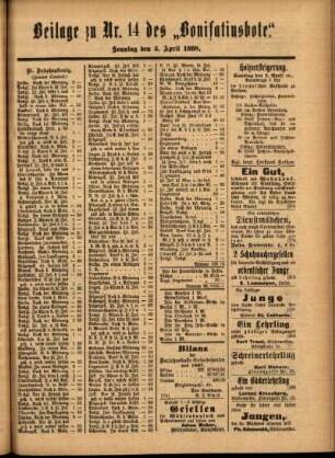 Zweite Ausgabe vom Sonntag, den 03. April 1898.