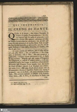 Qui Incomincia Il Credo Di Dante