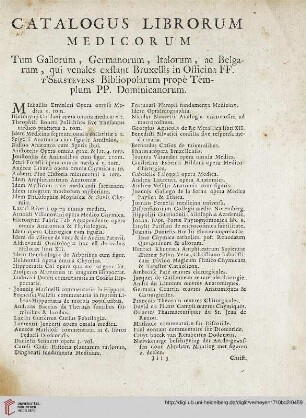 Catalogus Librorum Medicorum