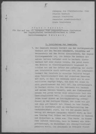 Reubach mit Kleinansbach: Pfarrbericht 1949
