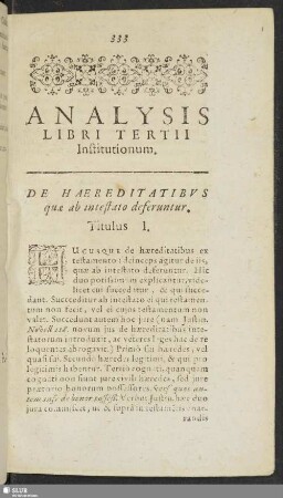 Analysis Libri Tertii Institutionum