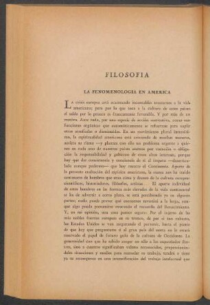 La fenomenología en América