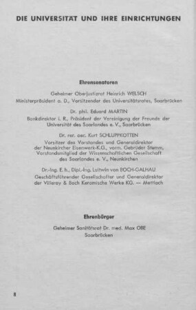 Ehrensenatoren, Ehrenbürger