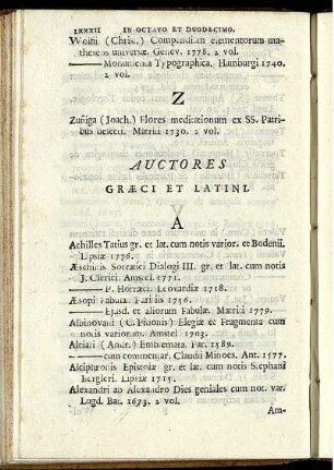 Auctores Graeci Et Latini.