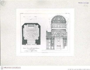 Die Cappella Chigi in Santa Maria del Popolo (Taf. LXI aus G. Fontana, "Raccolta delle migliori chiese di Roma e suburbane espresse in tavole disegnate ed incise da G. Fontana", vol.III, Rom 1838)