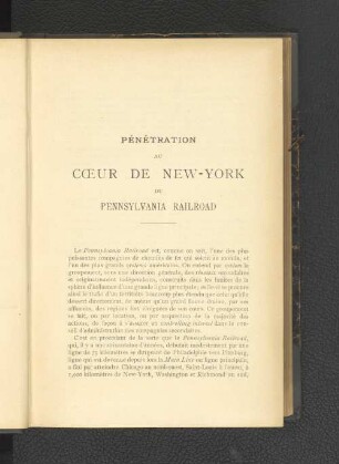 Pénétration Au Coeur De New-York Du Pennsylvania Railroad.
