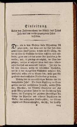 Einleitung. Ueber den Zusammenhang der Absicht des Todes Jesu mit dem vorhergegangenen Leben desselben.