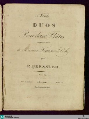 Trois duos pour deux flutes : oeuv. 42; 6me Liv. des Duos