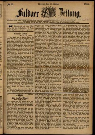 Ausgabe vom Dienstag, den 20. Januar 1885.