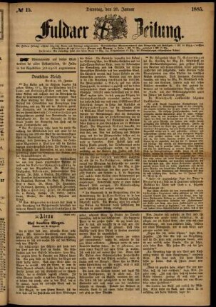 Ausgabe vom Dienstag, den 20. Januar 1885.