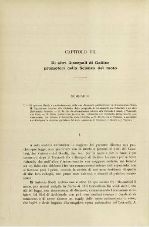 Capitolo VII. Di altri Discepoli di Galileo promotori della Scienza del moto.