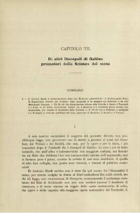 Capitolo VII. Di altri Discepoli di Galileo promotori della Scienza del moto.