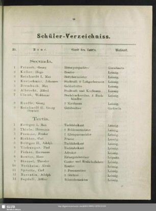 Schüler-Verzeichniss