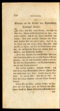 30. Albertine an die Gräfin von Knobelsdorf.