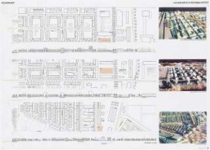 Ein Wohnviertel für die Wissenschaftsstadt, Berlin-Adlershof Schinkelwettbewerb 1996: Ausschnitt. Ansichten, Grundrisse 1:1000, Modellfotos