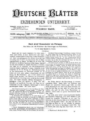Emil Adolf Rossmässler als Pädagog : aus Anlass der 100. Wiederkehr des Geburtstages von Rossmässler ; (Fortsetzung)