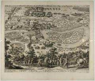 Rheinau, Einnahme der schwedischen Schanzen und Schiffsbrücken durch Kaiserliche 1637 - aus Theatrum Europaeum, Bd. III