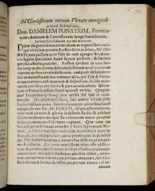 Ad Clarissimum ... Dnn. Danielem Ponatium ...