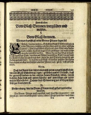 Vom Glaß-Brennen/vergülden und mahlen.