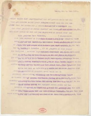 Brief an Julius Weismann : 04.03.1924