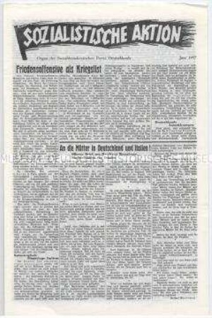 Sozialdemokratisches Exil-Blatt "Sozialistische Aktion" u.a. zur Regierungsumbildung in Spanien