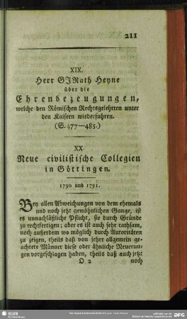 XX. Neue civilistische Collegien in Göttingen