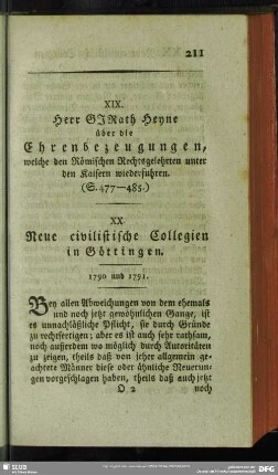 XX. Neue civilistische Collegien in Göttingen