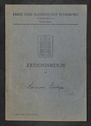 Zeugnisbuch (Freie und Hansestadt Hamburg Schulbehörde Berufsschulen)
