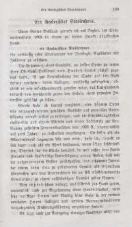 189-191 Ein theologisches Studienhaus
