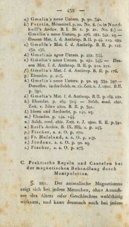 C. Praktische Regeln und Cautelen bei der magnetischen Behandlung durch Manipulation
